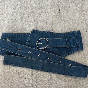Denim Blue Waist Belt with Silver Buckle